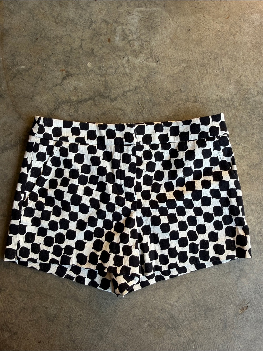 Trina Turk Black & White Geometric High-Waist Shorts